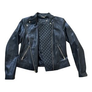 Cole Haan Quilted Black Leather Jacket